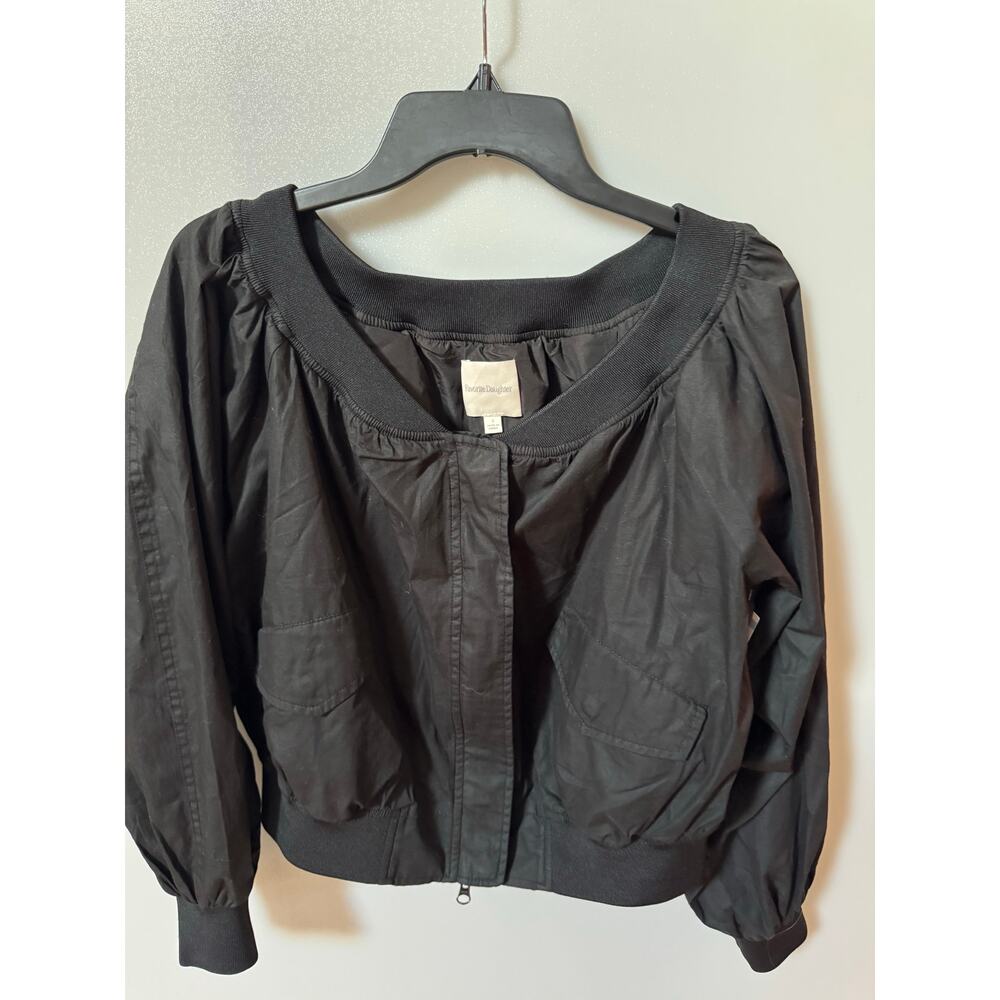 Favorite Daughter Black Off the Shoulder Bomber Jacket - Small (NWOT) - Picture 6 of 9